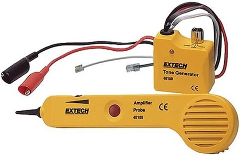 Extech 40180 Tone Generator and Amplifier Probe Wire Tracer Kit | Cable finder, continuity test, RJ11/RJ45, alligator clips, insulated probe, 9V batteries, case