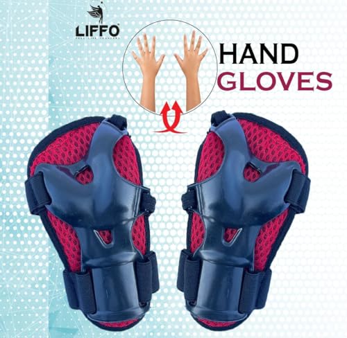 Image of Liffo Kids Protective Skating Gear Set for Roller Skating, Skateboarding & Cycling |for Kids 5 to 16 Years Knee and Elbow Pads Wrist Guards Set (HSG-01) (HP-Red, S)