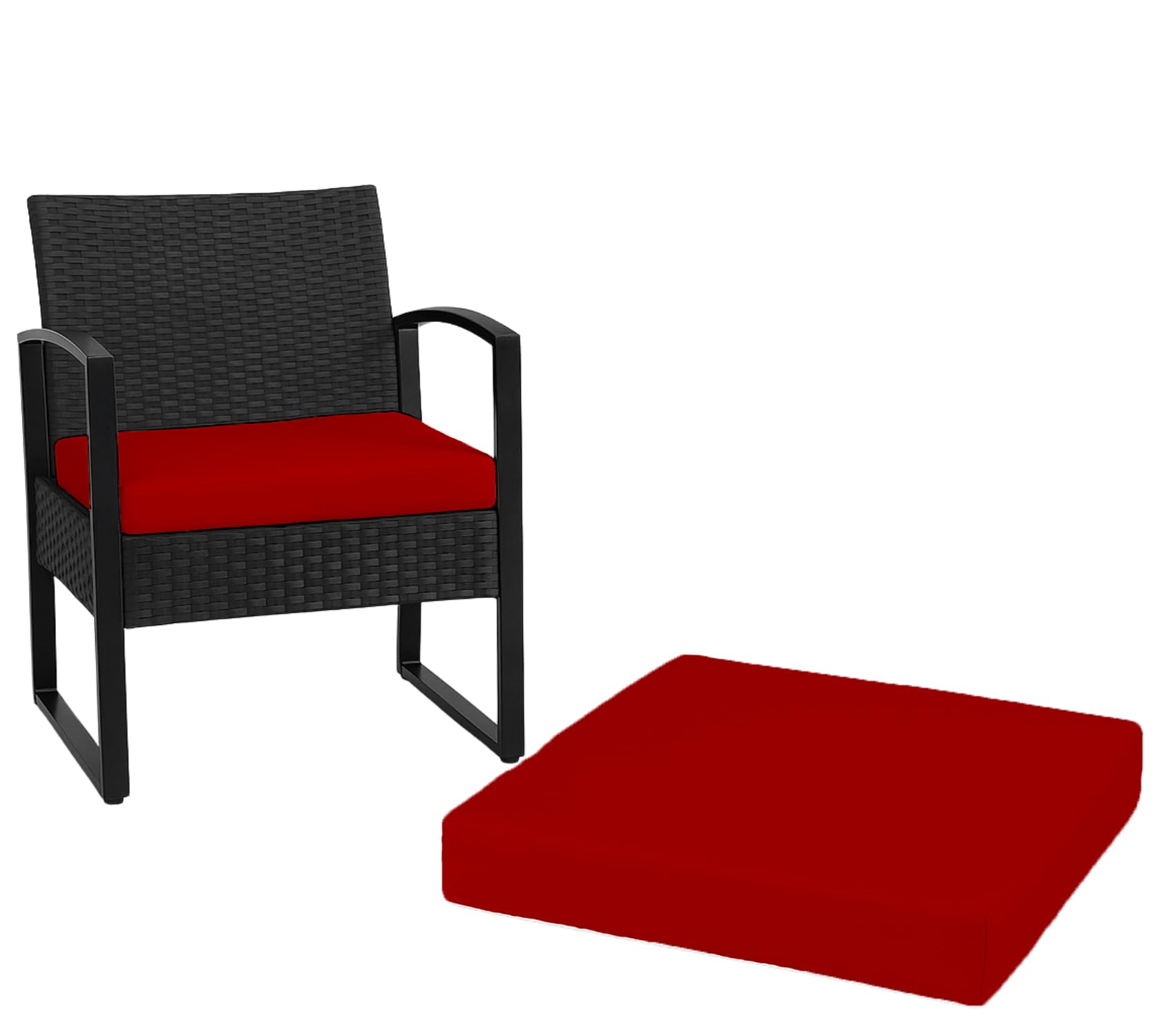 Dazzle Collection Waterproof seat pads for garden chairs Indoor & Outdoor Garden Sofa Foam Seat Pad patio bench Cushions Pad ((50CM X 50CM X5CM), Red)