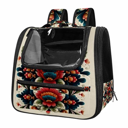 otnrnondcl Norwegian Rosemaling Folk Style Flower - 2025-11-19T153633.516 Pet Travel Carrier | Ventilated Comfortable Design with Safety Features | Ideal for Small to Medium Sized Pets Cats, Dogs etc