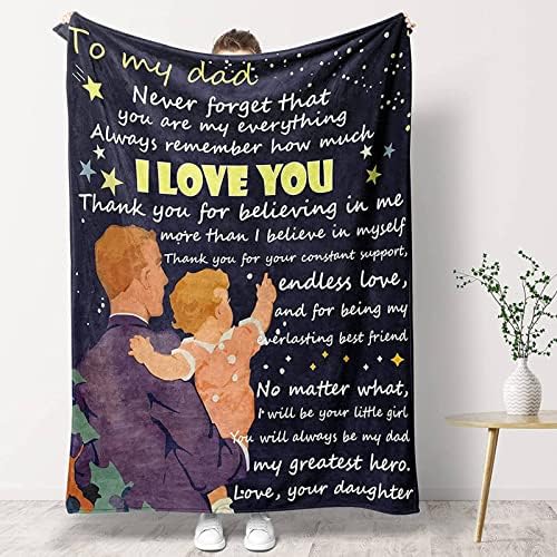 PRSTENLY Gifts for Dad Fathers Day, Fleece Blanket Dad Birthday Gifts from Daughter, Daddy Presents on Fathers Day Christmas Anniversary, 60*50IN