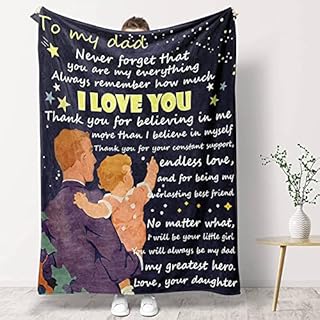 PRSTENLY Gifts for Dad Fathers Day, Fleece Blanket Dad Birthday Gifts from Daughter, Daddy Presents on Fathers Day Christmas Anniversary, 60*50IN