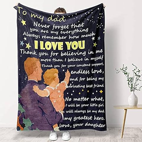 PRSTENLY Gifts for Dad Fathers Day, Fleece Blanket Dad Birthday Gifts from Daughter, Daddy Presents on Fathers Day Christmas Anniversary, 60*50IN Cover