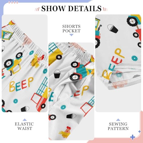 ZZXXB Sheep Truck Rooster Boys Long Pants Soft Trousers Elastic Waist Kids Lounge Bottoms with Pockets S-XL4