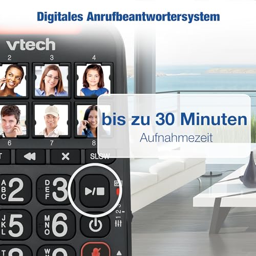 VTech Schnurgeb./Schnurloses Telefon, Digit. Anrufbeantworter, 8 Foto-Direktwahltasten, große Tasten/Display, hörgerätekompatibel, Lautstärkenregler, Opt. Rufanzeige, Anrufblocker | CL6550
