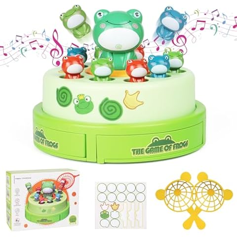 KRSEUB Frog or Duck Game Bounce and Catch Toys,Duck and Friends Fishing Game & Frog Pop Up Toys,Birthday Party Gifts, Toddler Board Game,Preschool Learning Toys for Toddlers 3,4,5,6,7,8 Years Old Cover