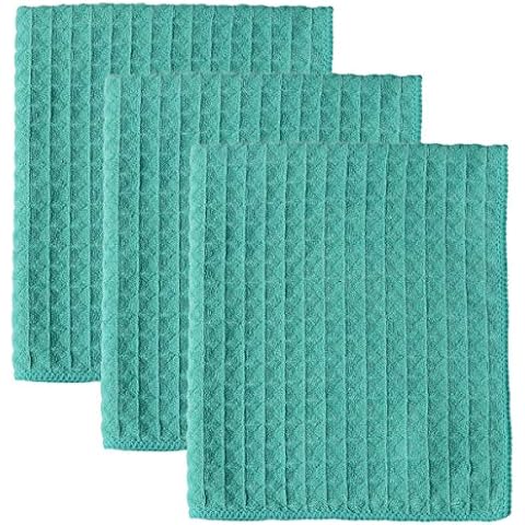 Lifaith Microfiber Dish Cloths Thick Waffle Weave Kitchen Dish Rags Ultra Absorbent Odor Free Dishcloths 16inch X 19inch 3 Pack Aqua Cover