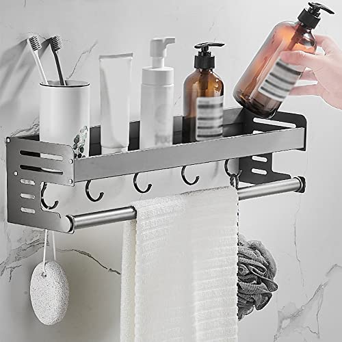 Support de rangement cosmétique d'angle pour douche avec porte-serviette mural