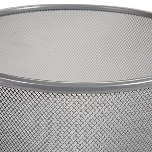 Seville Classics Small Cylinder Trash Can For Home Or Office, 6 Gallon Mesh Round Bins, Lightweight, Steel Wastebasket Set For Garbage Or Recycle, 2-Pack, Silver #TOP3