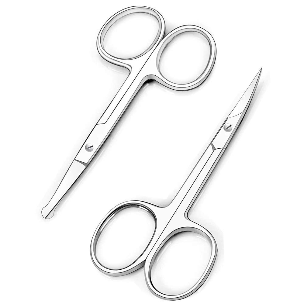 VEDETIC® Stainless Steel Nose Hair Trimmer, Curved Eyebrows Scissors and Rounded Nose Hair Scissors for Men Mustache Beard Trimming Sharp Professional (Silver) 2 PCS (B0BMG8MZ3Q) Amazon Price History, Amazon Price Tracker