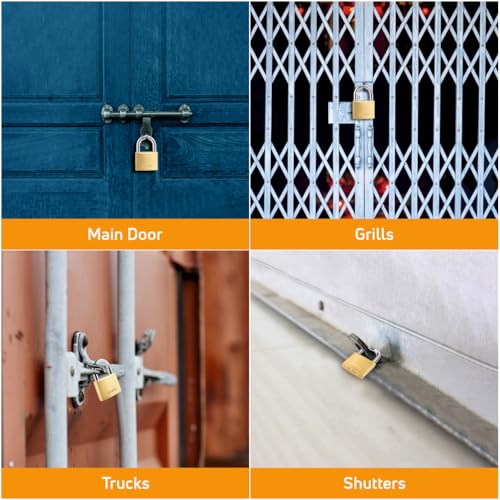 Image of AIDO by dormakaba Group 60mm Solid Brass Padlock | Lock for Main Doors, Home, Luggage, Cabinets, Lockers, Toolboxes | 4 Brass Keys | Double Bolt | Hardened Shackle | Water Resistant | 2 Yr Warranty