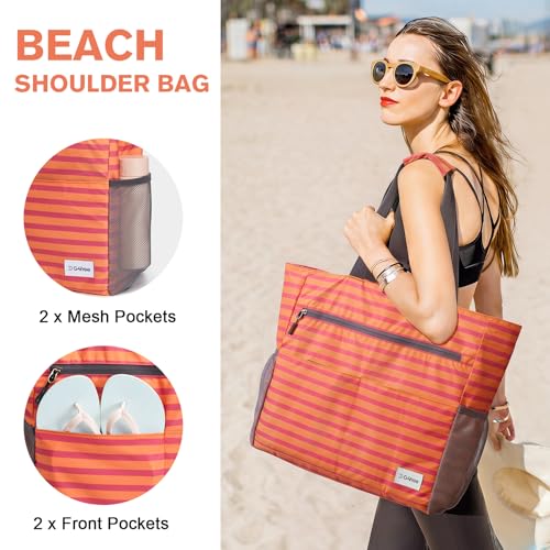 Image of G4Free Beach Bag, Waterproof Sandproof Beach Tote Bag, Large Capacity Foldable for Women