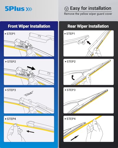 Image of Wipers Replacement for Jeep Renegade 2015-2023 Windshield Wiper Blades,22 inch+20 inch Windshield Wipers with 10 inch Rear Wiper Blade - Factory Fit & All-Season OEM Quality (Pack of 3)