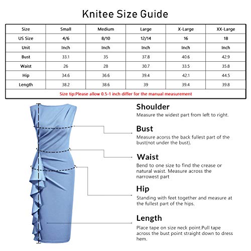 Knitee Women's Retro Business Sleeveless Ruffle Ruched Bodycon Cocktail Dress #TOP5