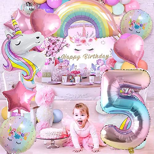 Unicorn Balloons Unicorn Birthday Party Decorations For Girls Foil Balloons Set Macaron And Rainbow Balloon Wedding Baby Shower Party Supplie (Number 5) #TOP5