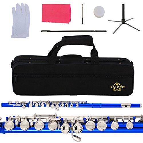 Kaizer Flute C Key Closed Hole Blue Body Silver Plated Keys FLT-1000BLNK