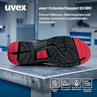 Uvex 1 Extended Support Arbeitsschuhe 85162 - Sicherheitsschuhe S3 SRC ESD - Gelochter Arbeitsschuh für Damen & Herren - Sicherheitsschuh mit Kunststoffkappe für Frauen, Schwarz Rot, 46 EU – Ansicht 5