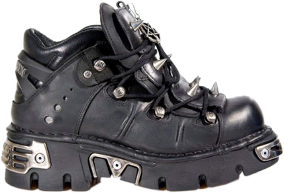 NEWROCK New Rock 110 Black Leather Stud Goth Biker Boots (UK 6/EU 39/US 8)
