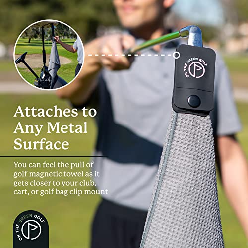 On The Green Golf, Magnetic Golf Towel With Magnet Landing Pad Golf Towel Clip. Absorbent Waffle Microfiber Magnetic Golf Towel With Removable Magnet And Strong Magnetic Clip Metal Landing Pad. #TOP4