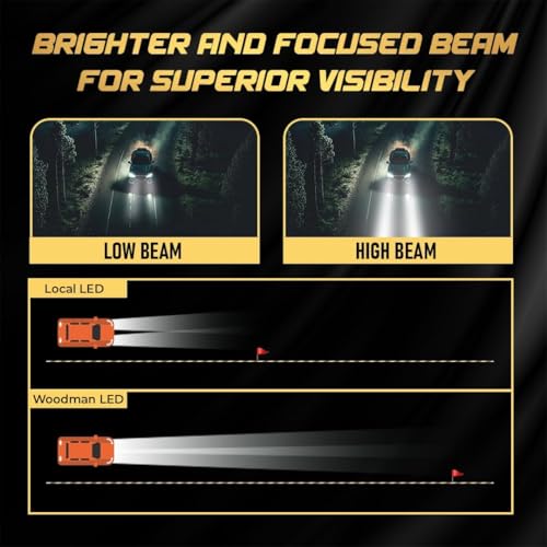 Image of WOODMAN 200W 3in1 H8 Car LED Headlight Bulbs with 3 Color Modes (White /Warm White /Yellow) | 12000 Lumens | Plug & Play | 1 Year Replacement | Pack of 2 with Remote (200W, H8)