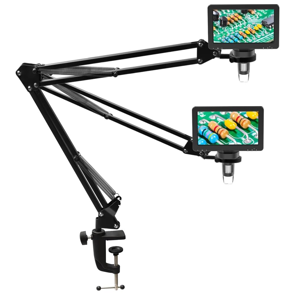 RIEVBCAU Soporte de Brazo Flexible para Microscopio, Soporte de Metal Ajustable, Soporte para Microscopio con Forma de Moneda, Compatible con DM4 DM7 DM9