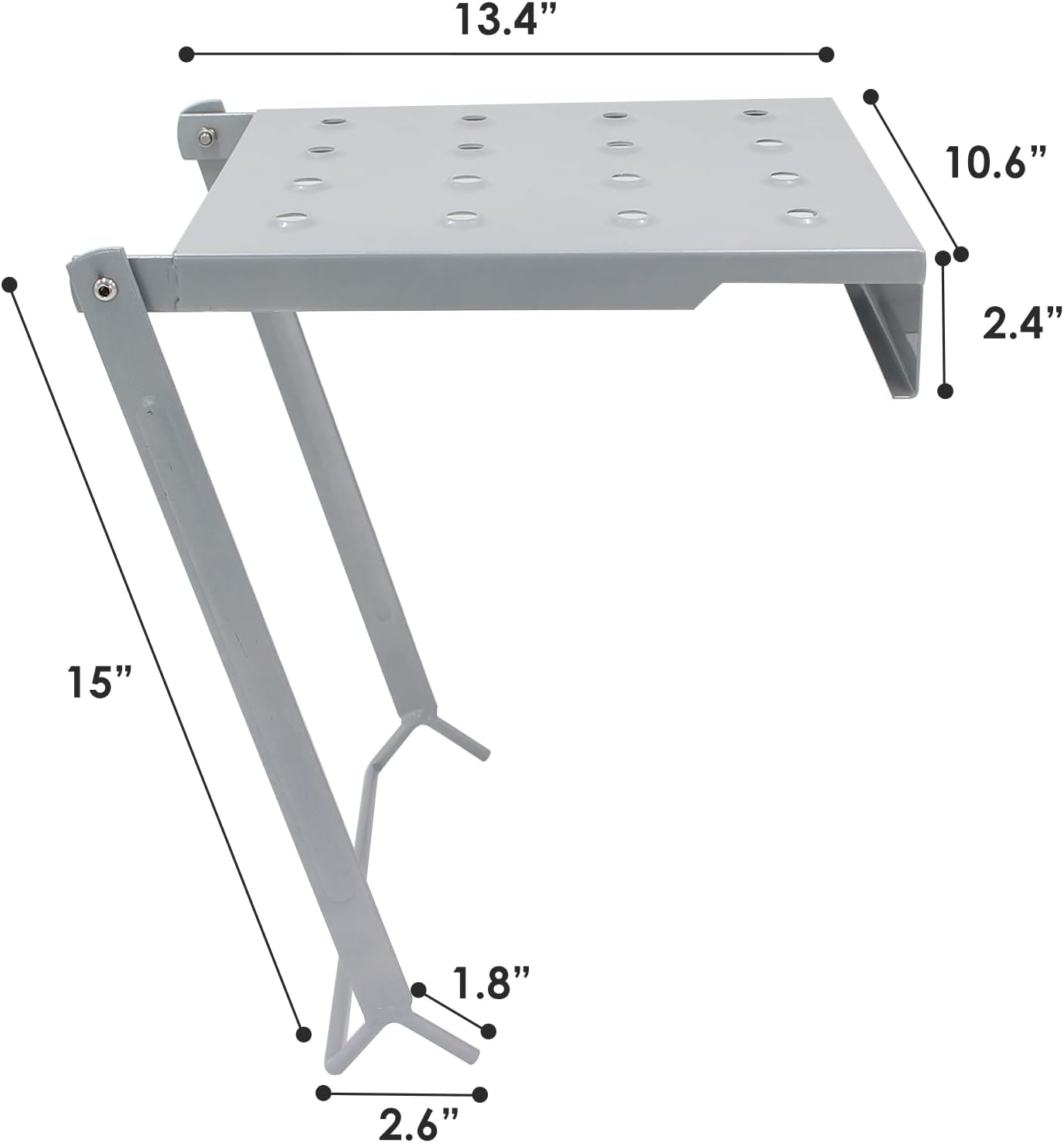 TooCust Ladder Platform - 400 lbs Heavy Duty Work Tray & Anti-Slip Standing Step for Extension Ladders, Adjustable Safety Workstation for Painting & Home Maintenance (Silver)