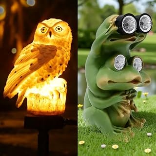 Garden Decor Outdoor Statue Yard Frog Solar Powered Garden Owl Decor