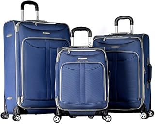 Olympia U.S.A. Tuscany 3-Piece Expandable Spinner Luggage Set, Denim Blue, 3-Piece Set