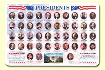 Painless Learning Placemats Juego de 4 manteles individuales Presidents