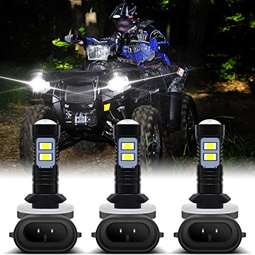 SecosAutoparts 3Pcs Upgrated LED Headlight Bulbs 270W 6000K 3600LM White Color Compatible with Polaris Sportsman 500 550 570 600 700 800 850 XP Replace 88118smd fog lights