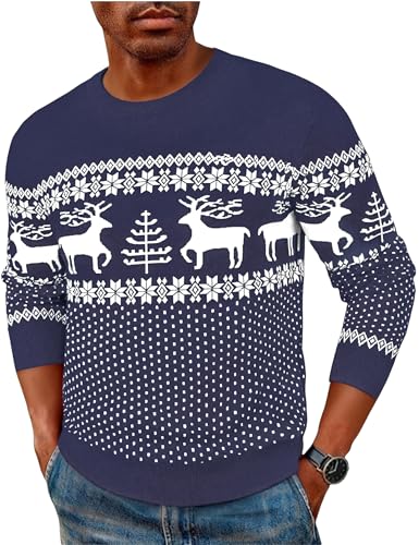 Uniexcosm Weihnachtspullover Herren Ugly Langarm Strickpulli mit...
