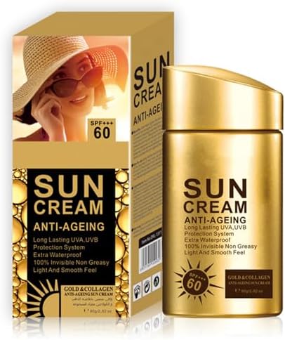 Anti Aging Sunscreen SPF 60 for Face and Body, Sun Screen Protector Walerproof, Non Greasy, Light and Smooth Feel Sunscreen Lotion Moisture Sun Cream, Beach Essentials for Women (SPF 60)