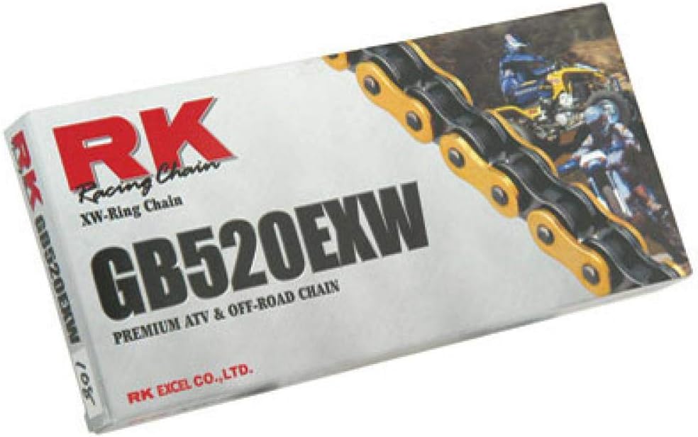 RK Racing Chain GB520EXW-110 (520 Series) Gold 110 Link Extreme Performance Off-Road and ATV XW-Ring Chain with Connecting Link