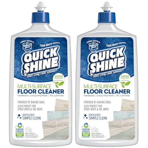 Quick Shine Multi Surface Floor Cleaner 27oz, 2Pk | Ready to Use-Streak Free- No Rinse | Use on Hardwood, Laminate, Luxury Vinyl Plank & Stone | Use in Spray Mops & Vac Mops | Safer Choice Cleaner