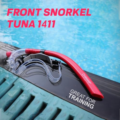 Image of AIRAVAT Front Snorkel Tuna, Dive Mask Easy-Breath Free Diving Snorkel for Snorkeling Scuba Diving Freediving Swimming, with Top Dry Valve (Red)