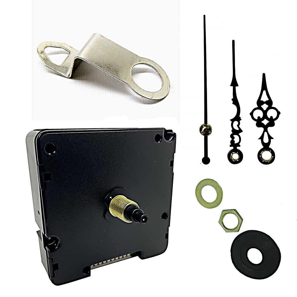 Ticking Battery Operated Automic UK Radio Controlled Clock Movement Mechanism/Motor Quartz MSF Signal (1, 76mm Black Metal Hands)