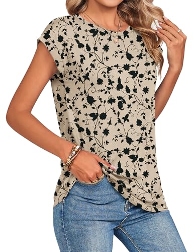 Image of Zeagoo Womens Tops Summer Casual Cap Sleeve Tshirts Shirts Business Dressy Spring Fashion Outfits Trendy Clothes