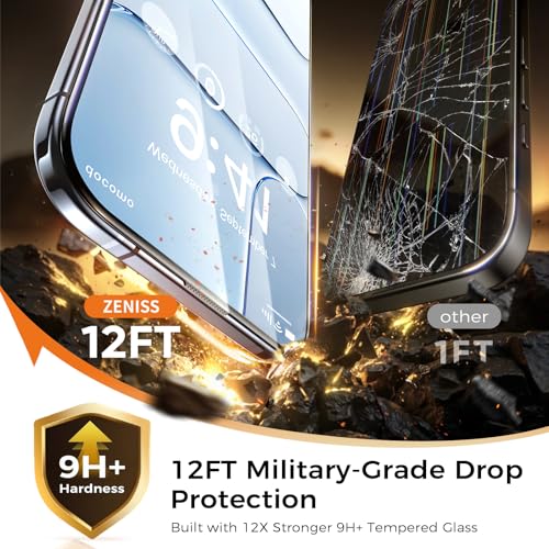 Image of NeverBreak 9H+ Hardness for iPhone Air Screen Protector 12FT Military Grade Protection (Scratch, Shatter, Drop Resistance) Tempered Glass Full Edge Coverage 6.5 inch 2025, 2 Pack with De-Bubble Card