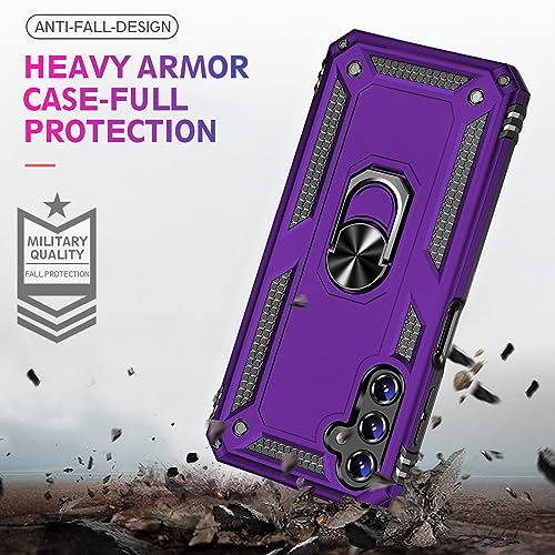 Image of for Samsung Galaxy S26 Plus Case with Screen Protector, Heavy Duty Military Grade Shockproof Rugged Protective Cover for Samsung S26 Plus Phone Case with Metal Ring Magnetic Kickstand (Purple)