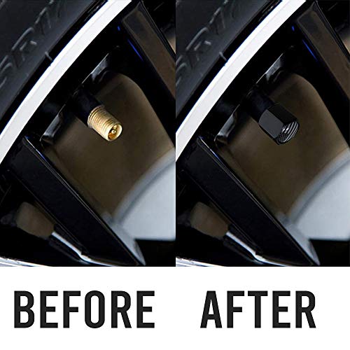 American Flag Valve Stem Cap - Black Subdued Aluminum With Rubber Ring Tire Wheel Rim Dust Cover Fits Cars, Trucks, Bikes, Motorcycles, Bicycles - (4 Pack) (American Flag) #TOP1