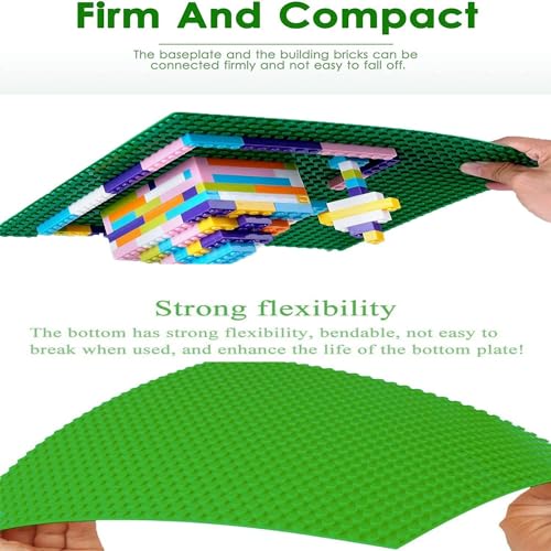 Große Bauplatte Kompatibel mit Lego Duplo Platten,Classic große Grundplatte,38.4 * 38.4cm Platten-Set für Kreatives Spielen, Grün,Grau, Hellgrün (3 Stück)