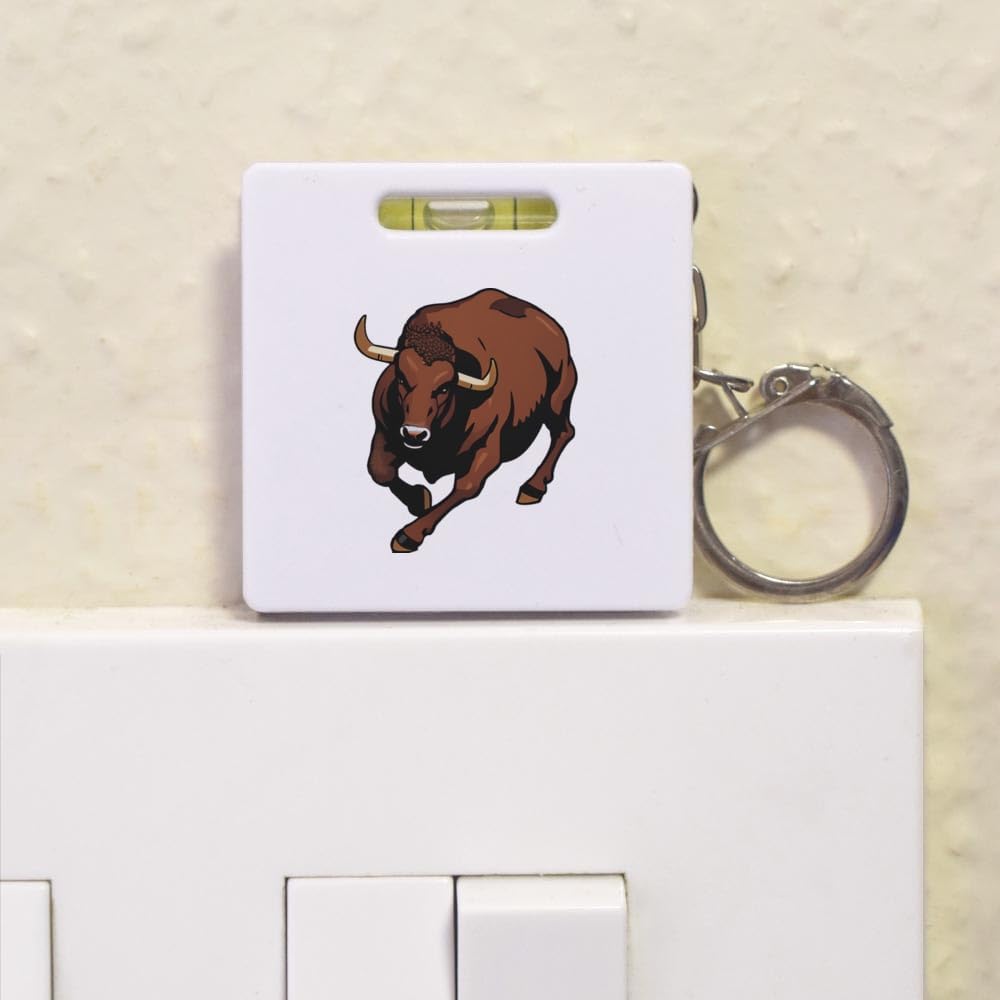 Azeeda 'Bull Running' Keyring Tape Measure/Spirit Level Tool (KM00034879)