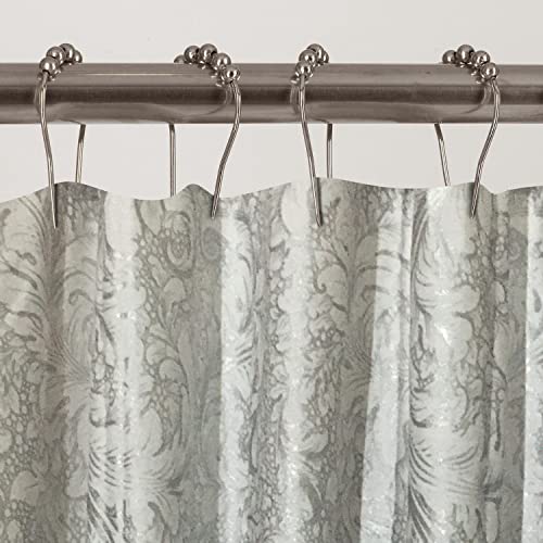 Cotton Soft Textured Shower Curtain - Printed Baroque Silver Design 70" x 72" - Water Resistant, Washable - Perfect for Stylish Bathrooms by Dainty Home - Used condition - Image 2