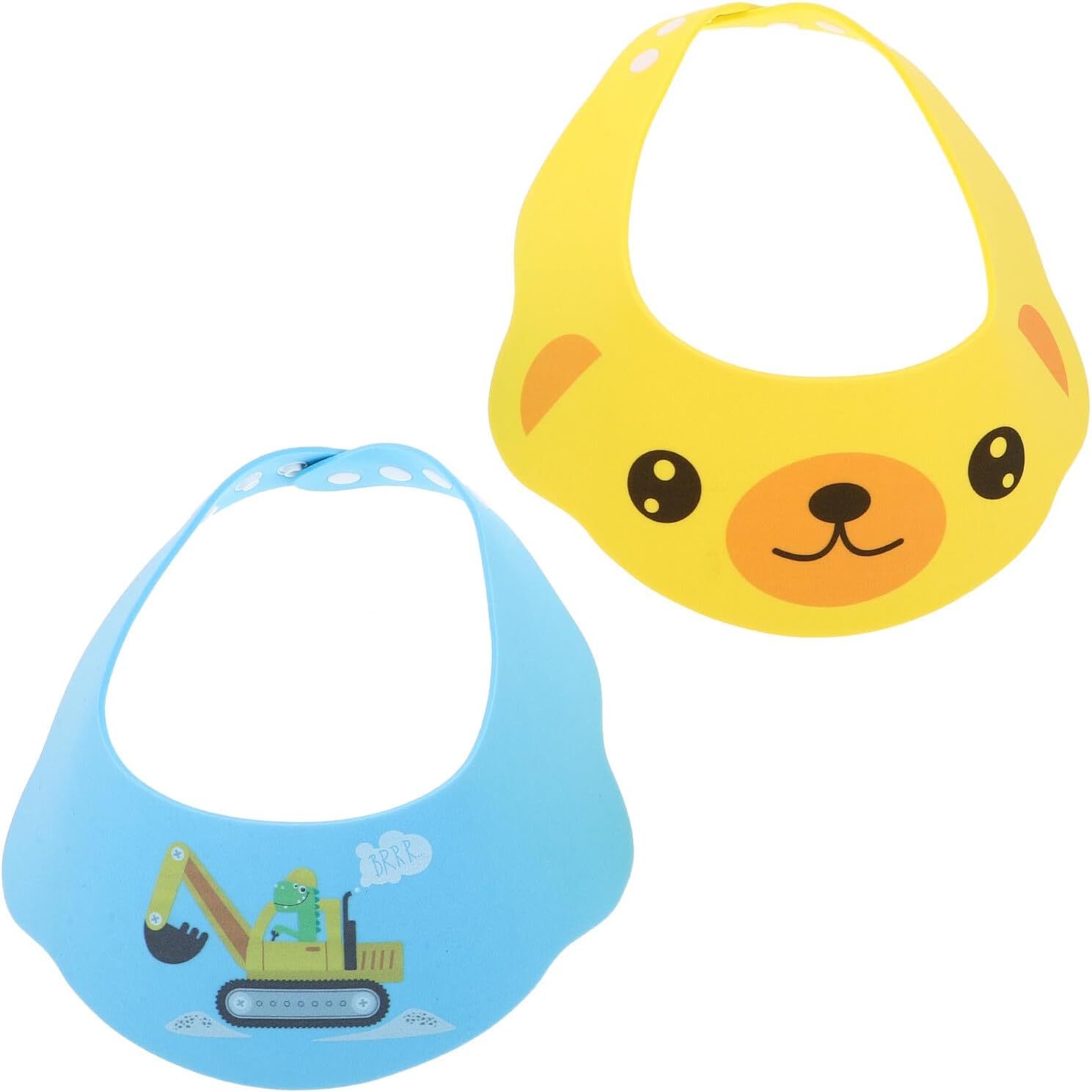 – 2Pcs Adjustable Shower Cap for, Waterproof Bath Hat with Ear and Eye Protection, Cartoon Dog and Blue Excavator Design, Hair Wash Shield for Home Use
