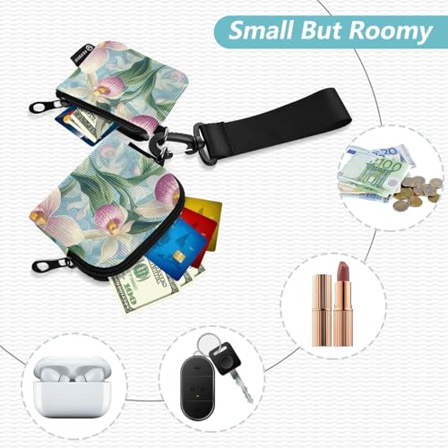 Beauty Spring Flowers New Hampshire Pink Lady's Slipper_76522_4 Dual Coin Purse Credit Card Holder Wallet Slim Detachable Identity Card Protector with Wristlet Strap for Woman 2 Packs2