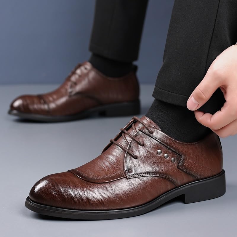 Wide Dress Shoes for Men Lace-up Lightweight Leather Shoes Men's Fashion Slip-on Leather Shoes2