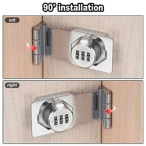 uxcell Password Hasp Locks, Cabinet Door Combination Lock, 90 Degree Barn Door Lock Latch for Small Doors Cabinets, Barn Door - Image 4