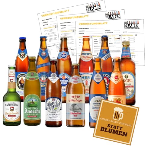BIERPAKET ALKOHOLFREI 12 x 0,5L bayerische Biere Pils Helles Weizen Kellerbier inkl. 0,96€ Pfand Biergeschenk für Männer Bierprobe Geschenkidee Weihnachten...