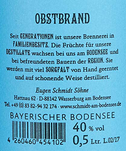 Eugen Schmidt Söhne Obstbrand 40Prozent vol - Bodensee Brennkunst seit 1755 - Obstbrände (1 x 0.5 l)