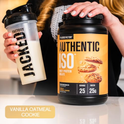 Image of Jacked Factory Authentic ISO Whey Protein Isolate Powder - Low Carb, Non-GMO Muscle Building Protein w /No Fillers, Post Workout Recovery - 25 Servings, Vanilla Oatmeal Cookie
